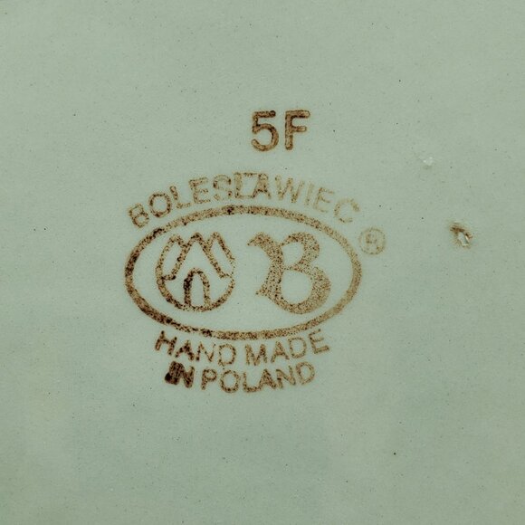 Polish Pottery Pine Boughs Dinner Plate Evergreen Blue Stars Green Trees Plate - Picture 4 of 7